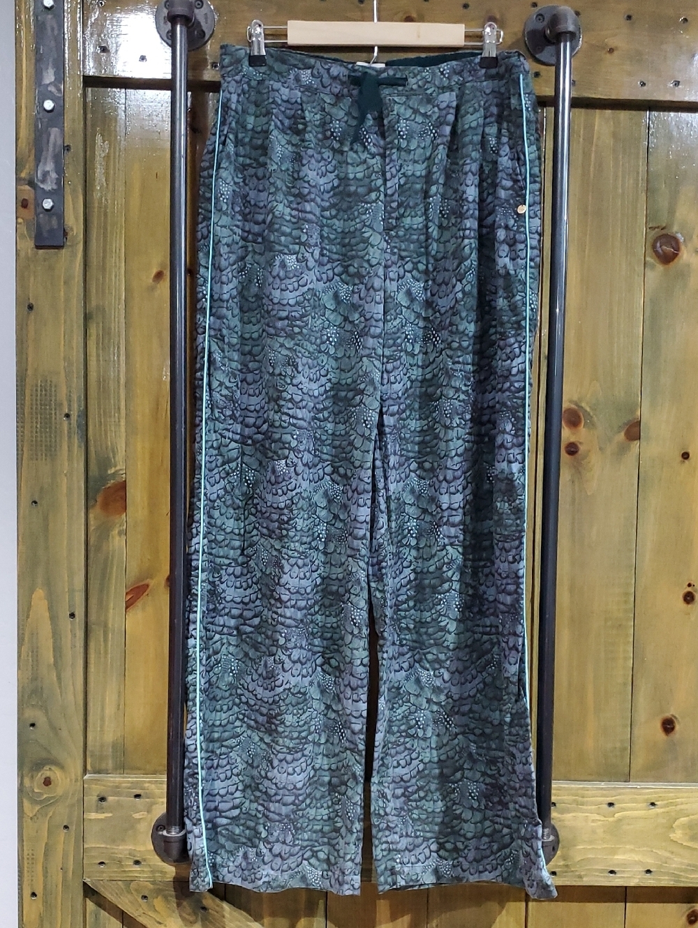Scotch & Soda Dance All Night Eleni Pleated Green Patterned Wide-Leg Trousers